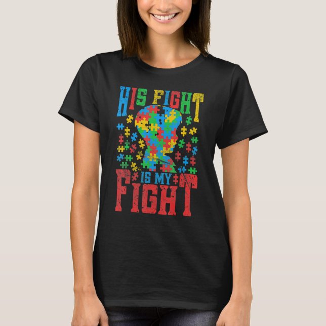 Hans kamp är min kamp Autism Acceptans Mamma Pappa T Shirt (Framsida)
