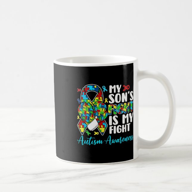 Hans kamp är min kamp Autismmedvetenhet och stöd Kaffemugg (Höger)