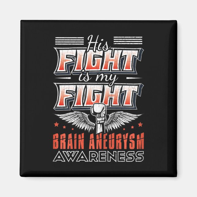 Hans kamp är min kamp Brain Aneurysm Awareness Gra Magnet (Framsidan)