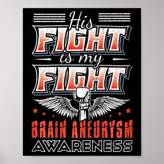 Hans kamp är min kamp Brain Aneurysm Awareness Gra Poster (Framsidan)