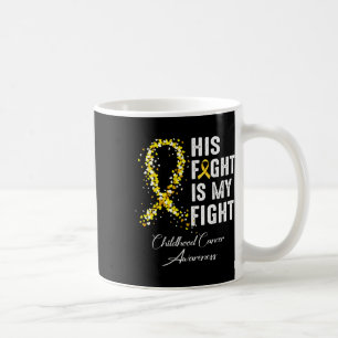 Hans kamp är min kamp Guld Band Barncancer Kaffemugg