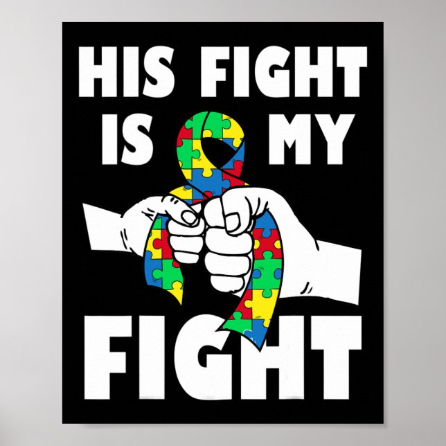 Hans kamp är min kamp Inspirerande Autism Medveten Poster (Framsidan)