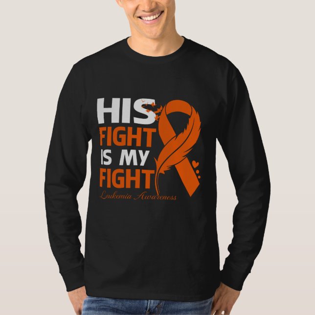 Hans kamp är min kamp LEUKEMIA AWARENESS Feather T Shirt (Framsida)