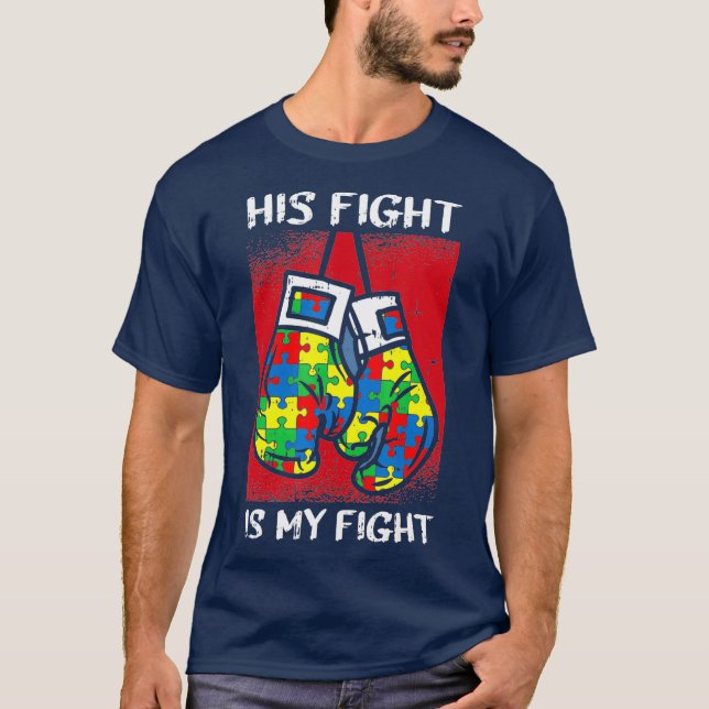 Hans kamp är min kamp mot autism - medvetandegöran t shirt (Framsida)