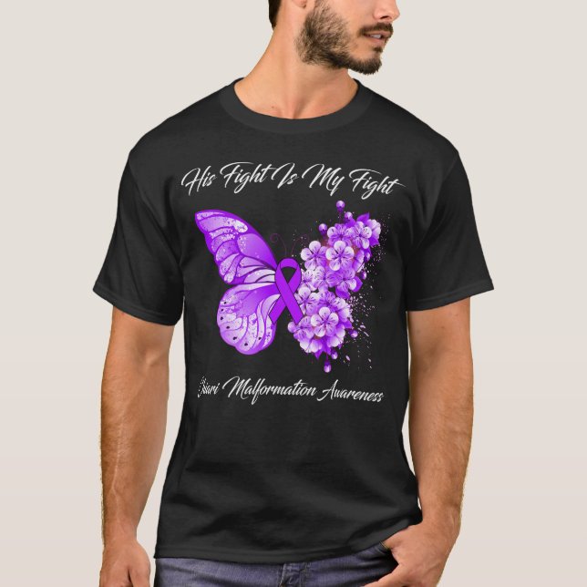 Hans kamp är min kamp mot Chiari Malformation Awar T Shirt (Framsida)