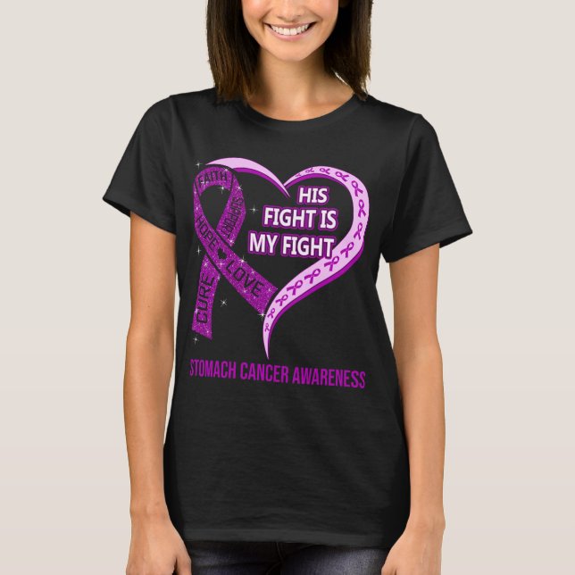 Hans kamp är min kamp mot Hjärtstam Cancer T Shirt (Framsida)
