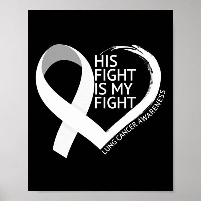 Hans kamp är min kamp mot Lung Cancer Awareness Må Poster (Framsidan)