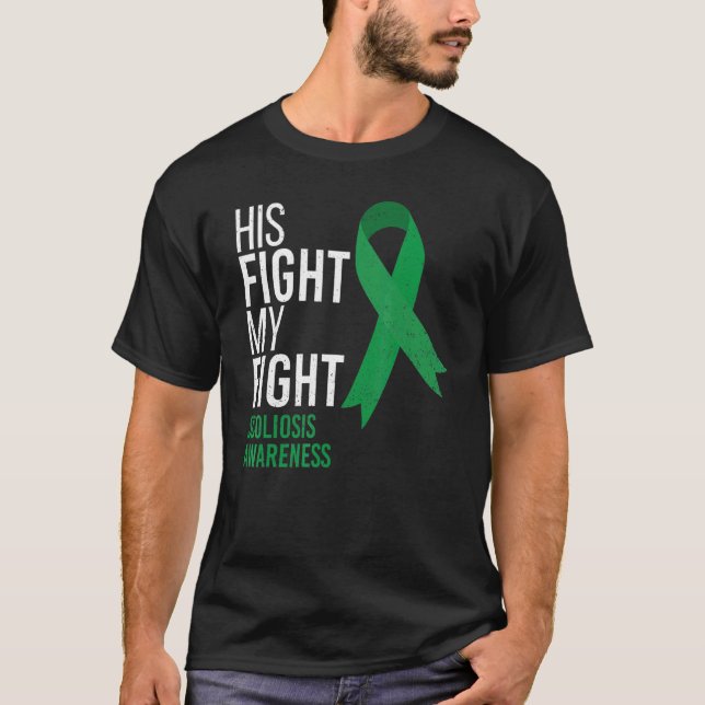 Hans kamp är min kamp mot Scoliosis Awareness Mont T Shirt (Framsida)