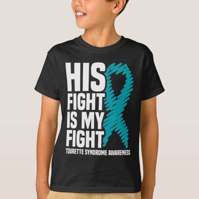 Hans kamp är min kamp mot Tourette Syndrome Awaren T Shirt (Framsida)