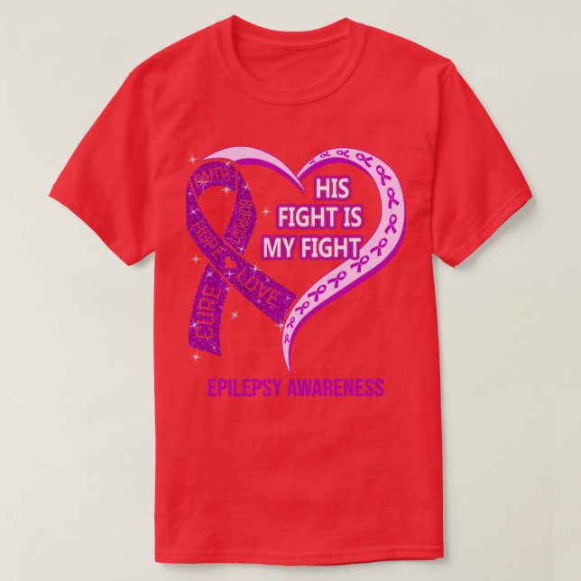 Hans kamp är min kamp, Ribbon Heart Epilepsy Aware T Shirt (Design framsida)