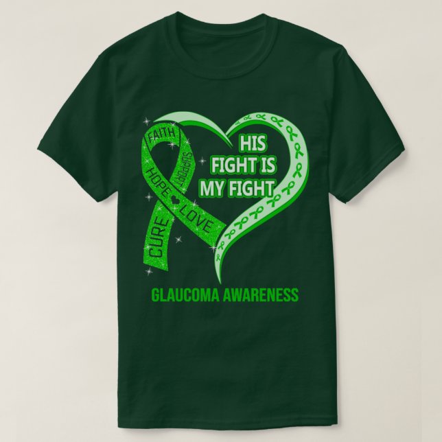 Hans kamp är min kamp, Ribbon Heart Glaucoma Aware T Shirt (Design framsida)