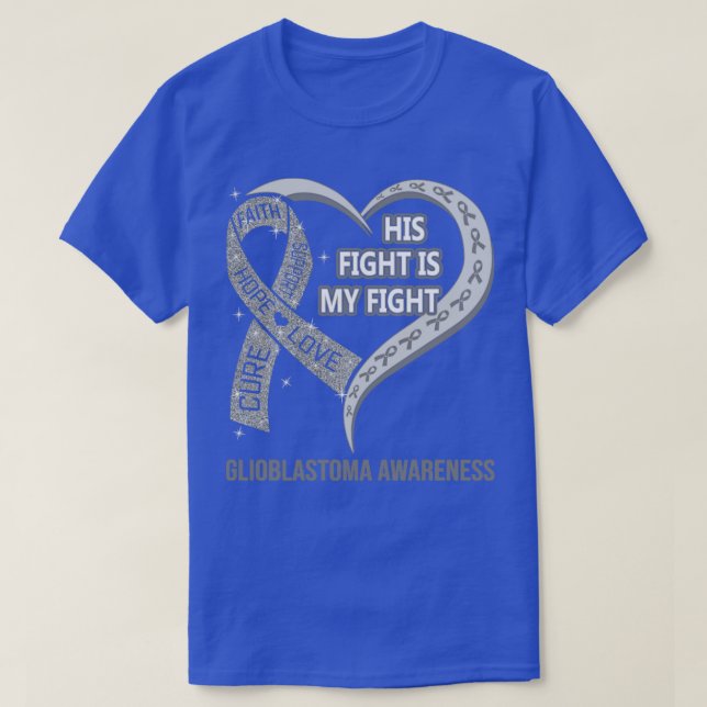 Hans kamp är min kamp "Ribbon Heart Glioblastoma A T Shirt (Design framsida)