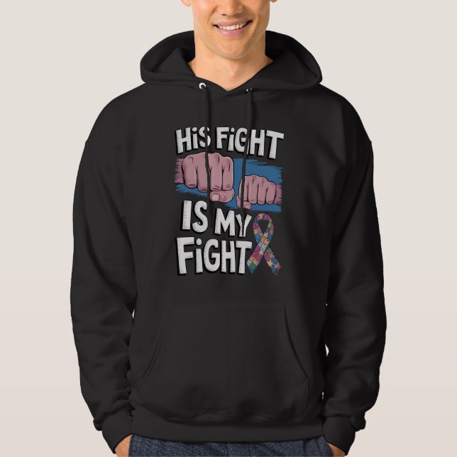 Hans kamp är min kamp Stöd Autism Awareness Hoodie (Framsida)
