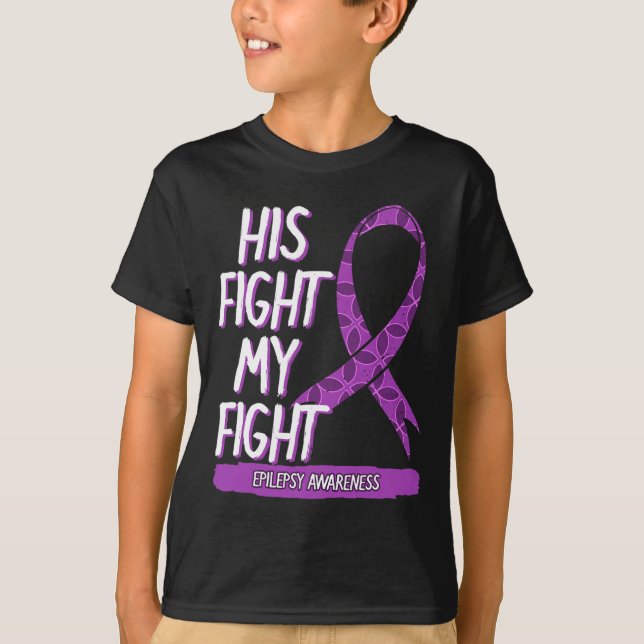 Hans kamp är min Lila Ribb för epilepsi. T Shirt (Framsida)