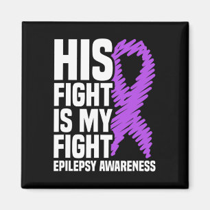 Hans kamp är min Lila Ribbon Epilepsy Medveten Magnet