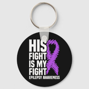 Hans kamp är min Lila Ribbon Epilepsy Medveten Nyckelring