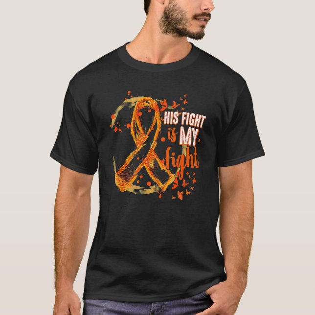 Hans kamp är min Orange Ribbon COPD-medvetenhet T Shirt (Framsida)