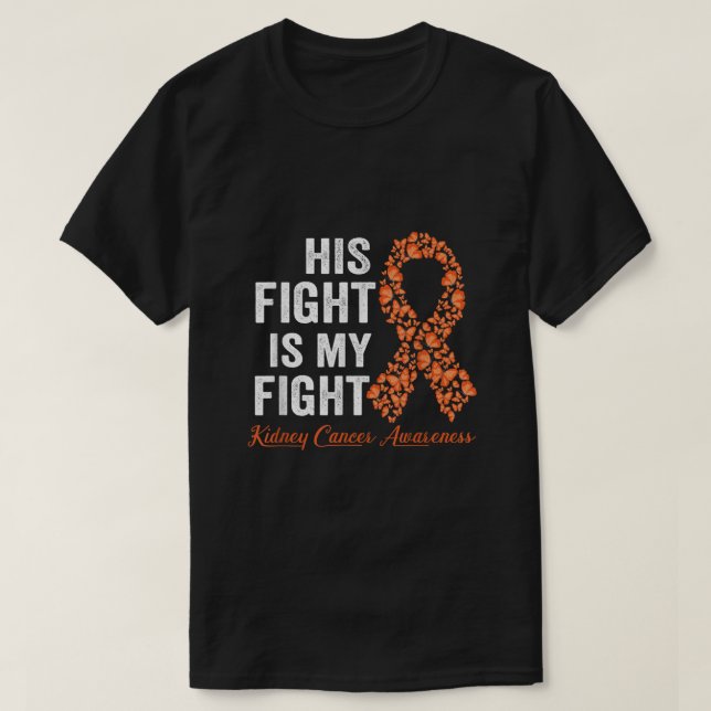 Hans kamp är min orange, Ribbon Kidney Cancer T Shirt (Design framsida)