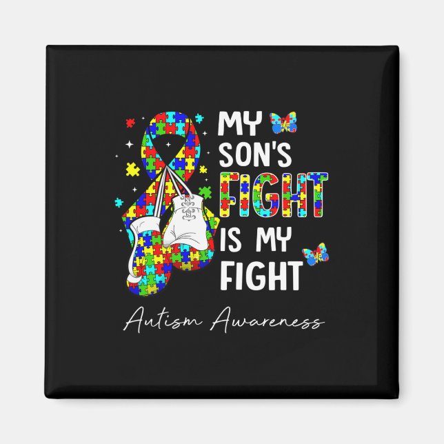 Hans kamp är min son Autism Awareness Supp Magnet (Framsidan)