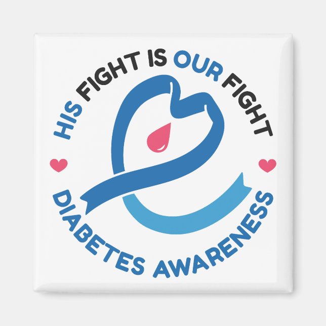 Hans kamp är vår kamp – Diabetesmedvetenhet Magnet (Framsidan)