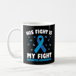 Hans kamp mot min diabetesmedvetenhet T1D Ribbon Kaffemugg
