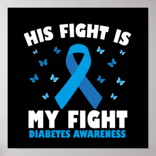 Hans kamp mot min diabetesmedvetenhet T1D Ribbon Poster