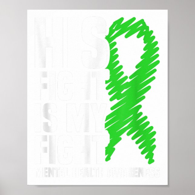 Hans kamp mot min Grönt Ribbon Mental Health Awar Poster (Framsidan)