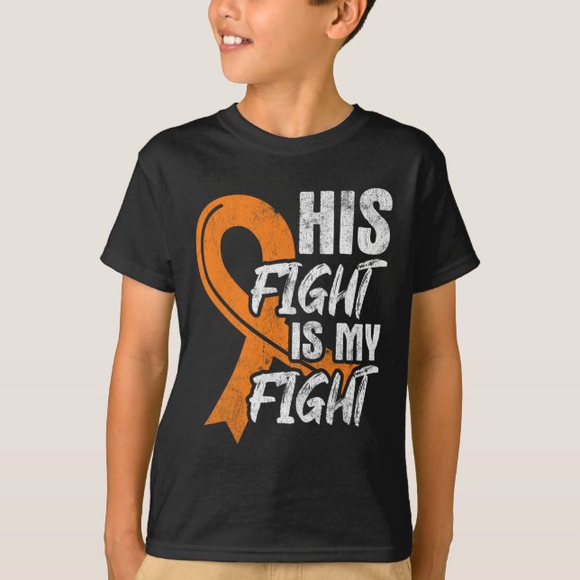 Hans kamp mot min leukemi Cancer Leukemia Awaren T Shirt (Framsida)