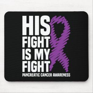 Hans kamp mot min Lila Ribbon Pancreatic Cancer Musmatta
