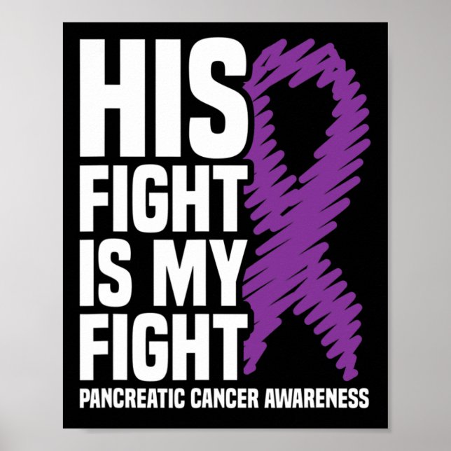 Hans kamp mot min Lila Ribbon Pancreatic Cancer Poster (Framsidan)