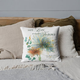 Hans Kärlek är för Psalm 136 Scripture White Kudde