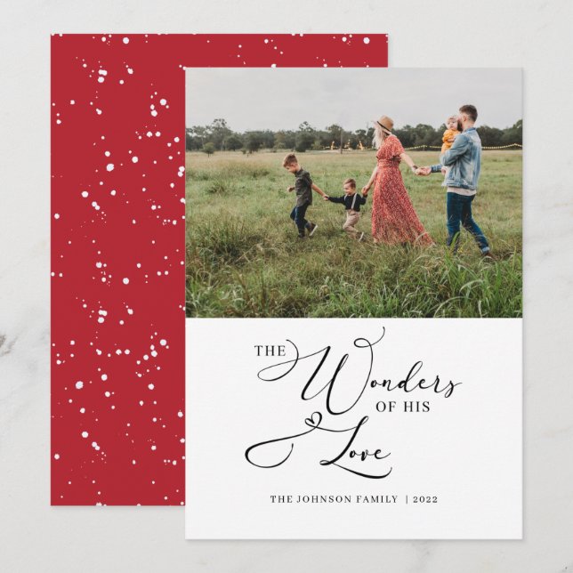 Hans Kärlek Fototypografi Modern Julkort (Fram/baksida)