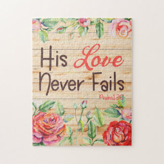 Hans Kärlek Misslyckas aldrig den kristna Blommigt Pussel