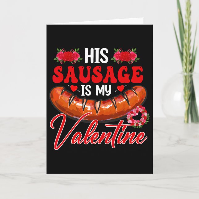 Hans korv är min valentin rolig vuxen par flo kort (Framsida)