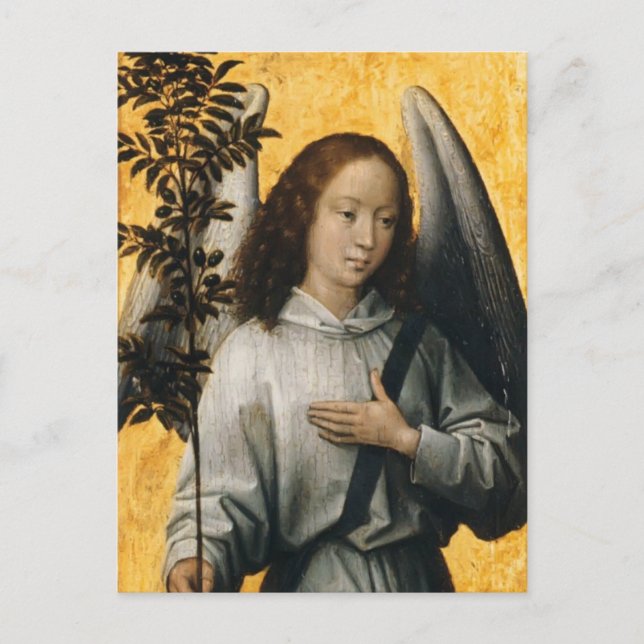 Hans Memling- Angel Holding an Olive Gren Vykort (Framsida)