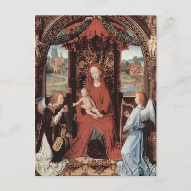 Hans Memling-Madonna,Barn med Änglar Vykort (Framsida)