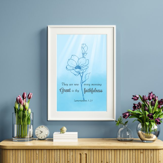 Hans meriter är nya varje morgon Bible verse Poster (Skapare uppladdad)