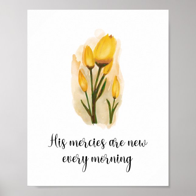 Hans meriter är nya varje morgon Kristna konst Poster (Framsidan)