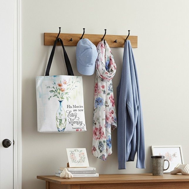 Hans meriter är nya varje morgon tygkasse (Skapare uppladdad)