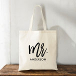 Hans mycket egna Personlig Tygkasse<br><div class="desc">Ge hade sin egen personlig i säcken med en stor vismisk typografi "Mr" och hans efternamn. Det finns också en matchande punkt för fru. Dessa ger underbara gåvor till nygifta,  familjemedlemmar,  kolleger,  lärare,  vänner och mycket annat.</div>