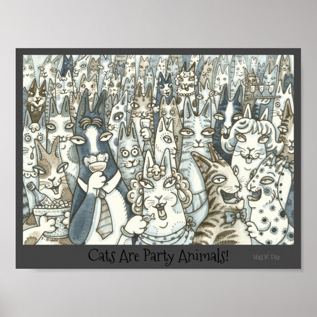 HANS N' Fitz Cats PARTY ANIMALS POSTER (Framsidan)
