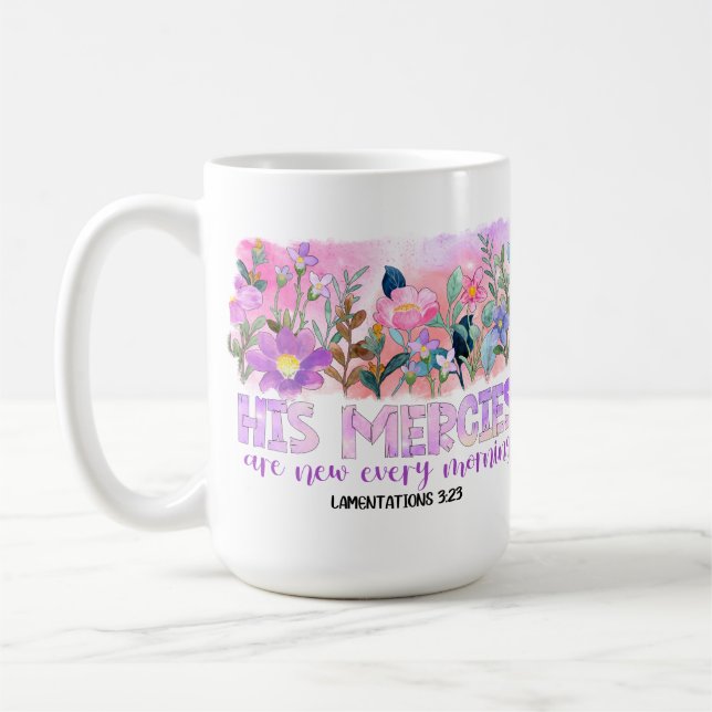 Hans nåd är ny Kristna Bibeln Vårblommor Kaffemugg (Vänster)
