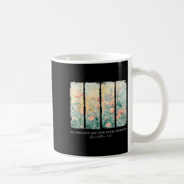 Hans nåd är ny varje morgon Kristna blommönster Kaffemugg (Höger)