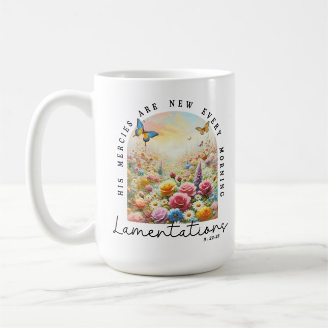 Hans nåder är nya kristen bibelvers kaffemugg (Vänster)