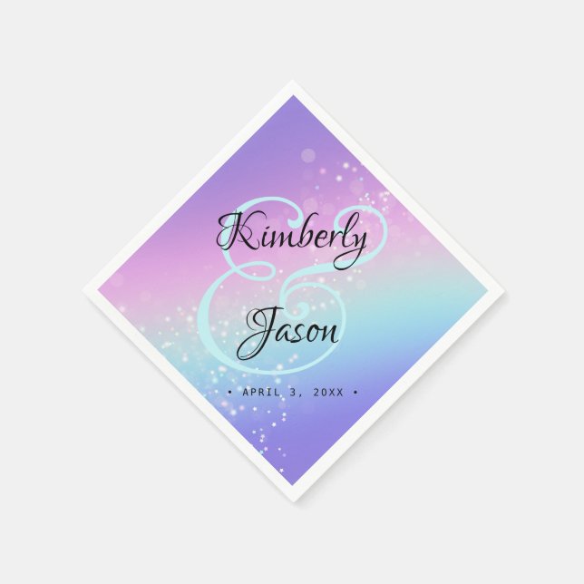 Hans Namn, skript Lettering Star Bokeh Bröllop Pappersservett (Hörn)