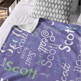 Hans Namn Typografi periwinkle färg Fleecefilt