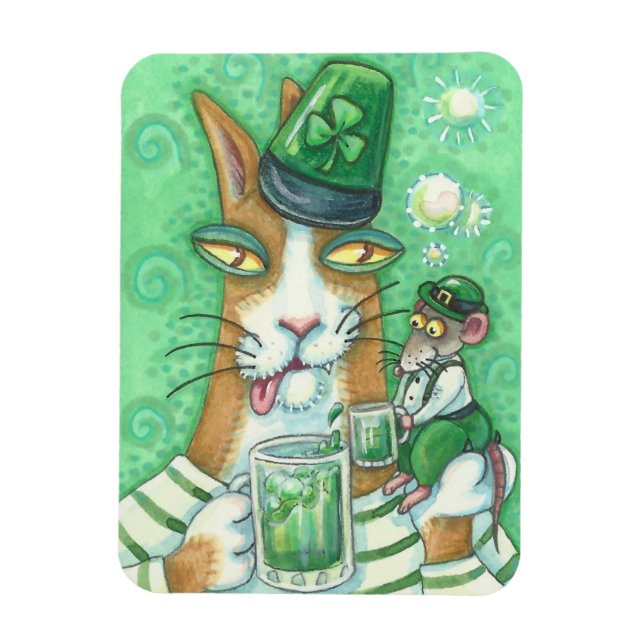 HANS N'Fitz Cat och Råtta ST. PATRICK'S DAY MAGNET (Vertikal)