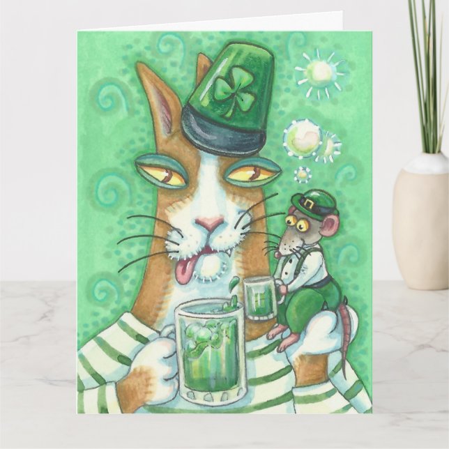 HANS N'Fitz Cat ST. PATRICK'S DAY CARD Large Kort (Framsida)