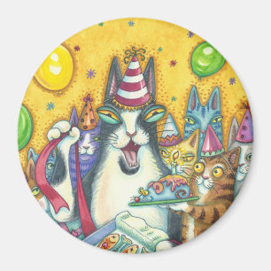 HANS N'Fitz Cats BIRTHDAY MAGNET Round *Anpassa