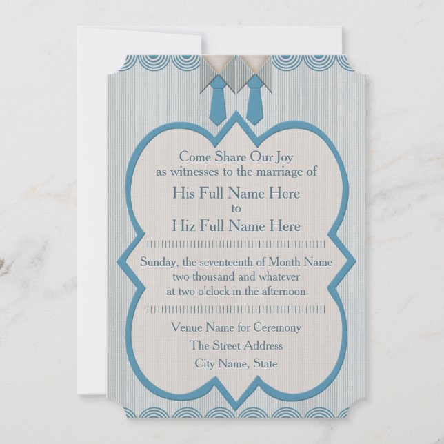 Hans och hans blå Oxford Streck Inbjudningar (Framsida)